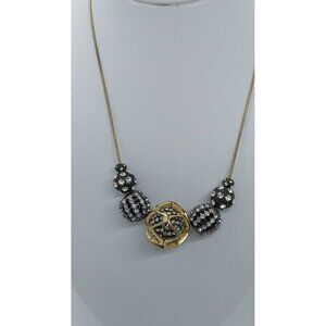Chicos Necklace Gold‎ black rhinestones modernist